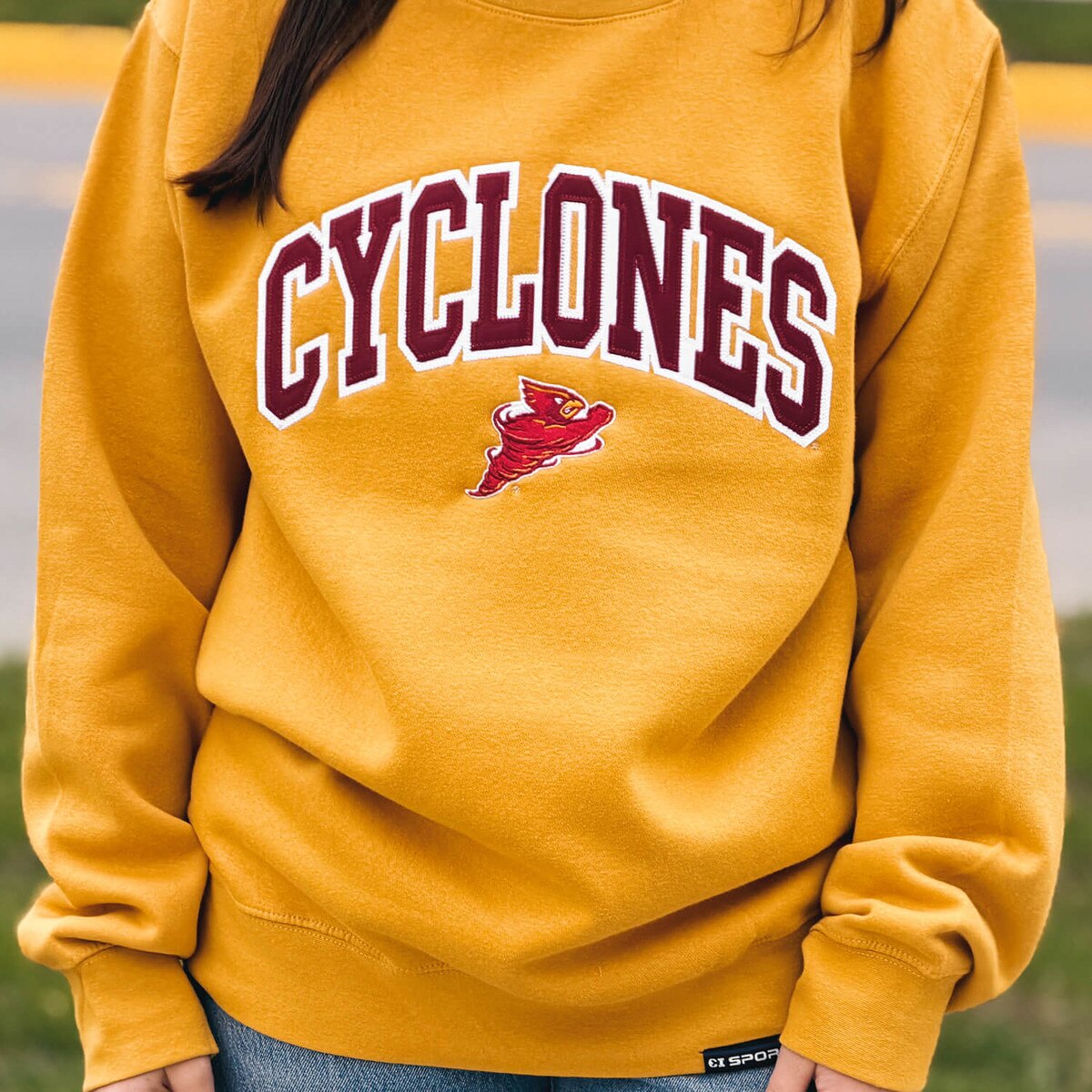 CI Sport Punching Cy Gold Crewneck Sweatshirt design close up